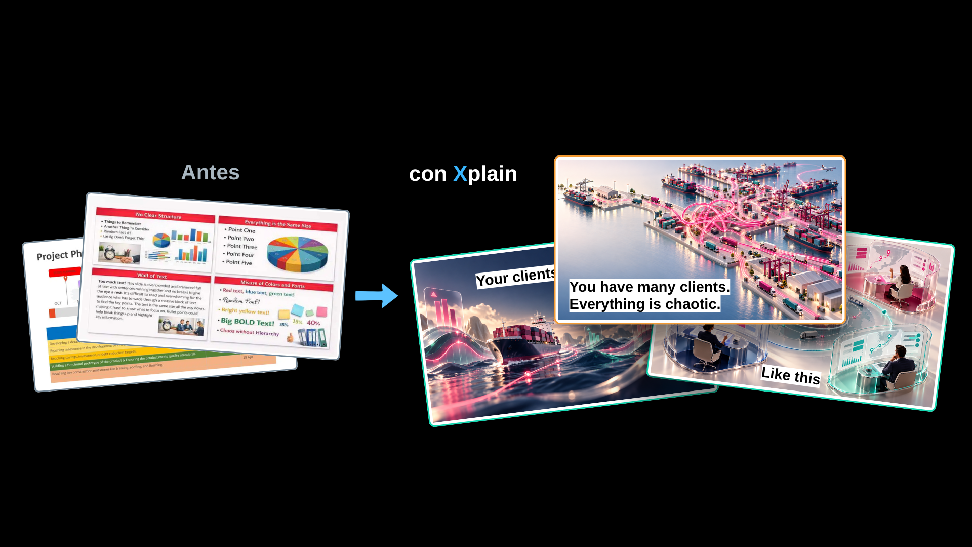 Caso de éxito de presentación para supply chain y comercio exterior rediseñada por Xplain