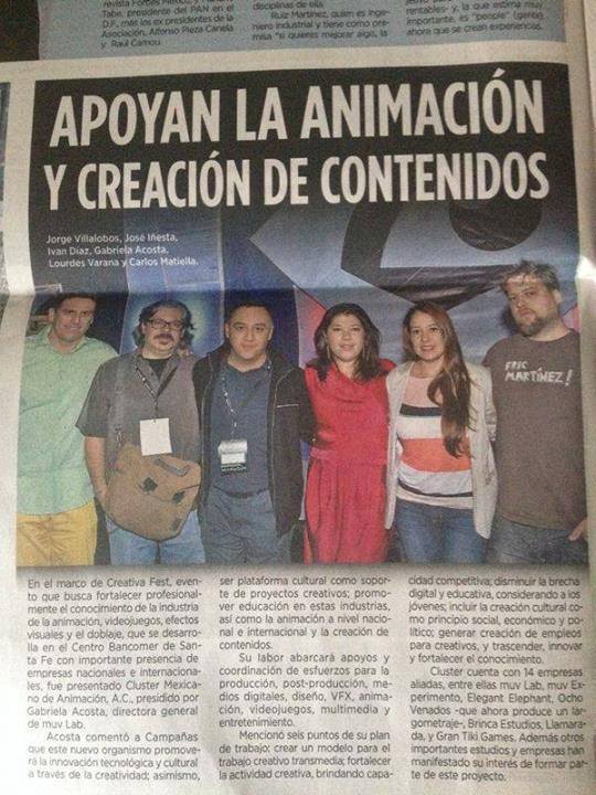 Apoyan animación y creación de contenidos: evidencia de prensa de Carlos Matiella / Fric Martínez en Medio impreso, 2014.