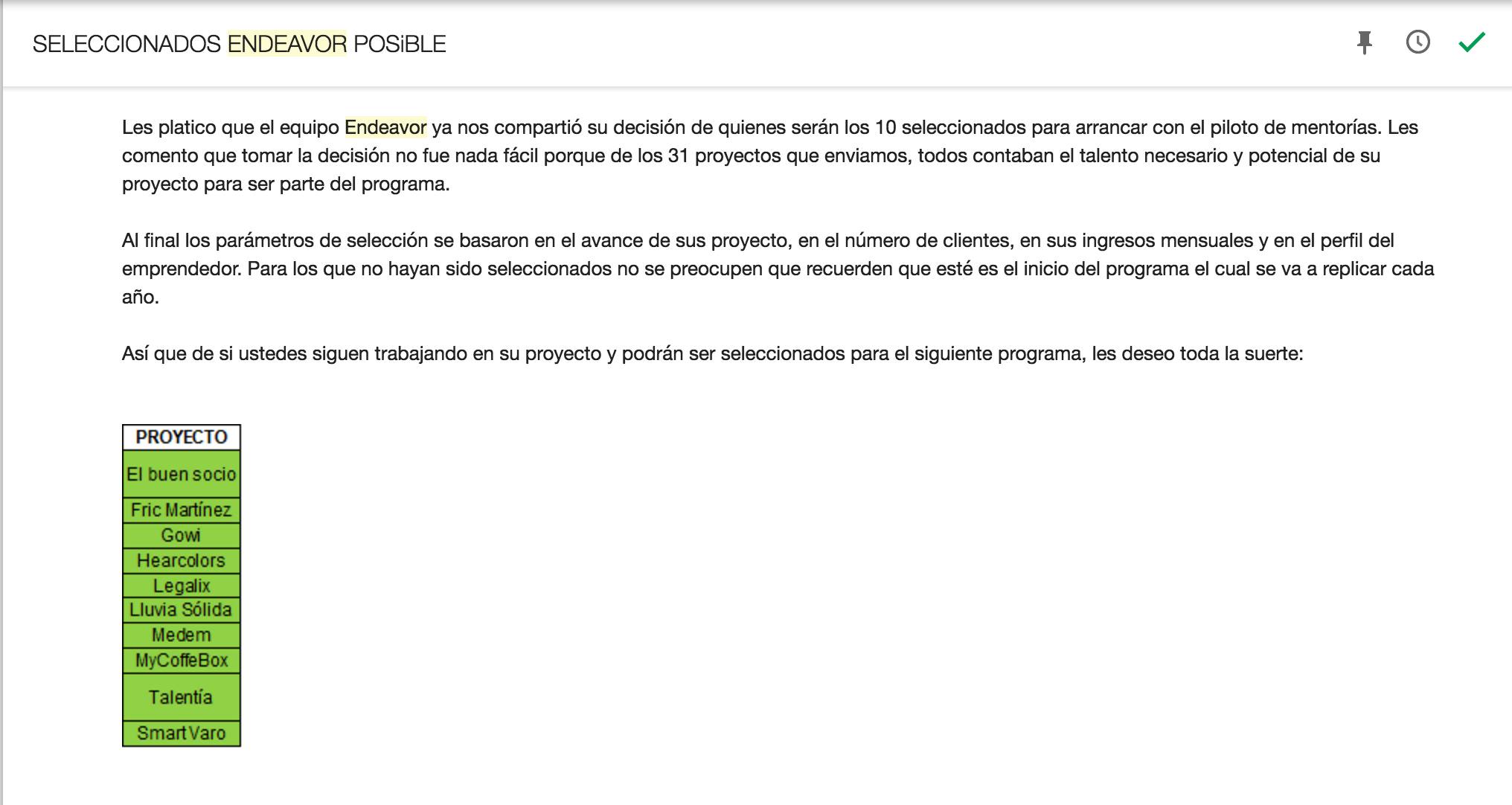 Endeavor Posible: evidencia de selección de Carlos Matiella / Fric Martínez en Endeavor Posible, 2016.
