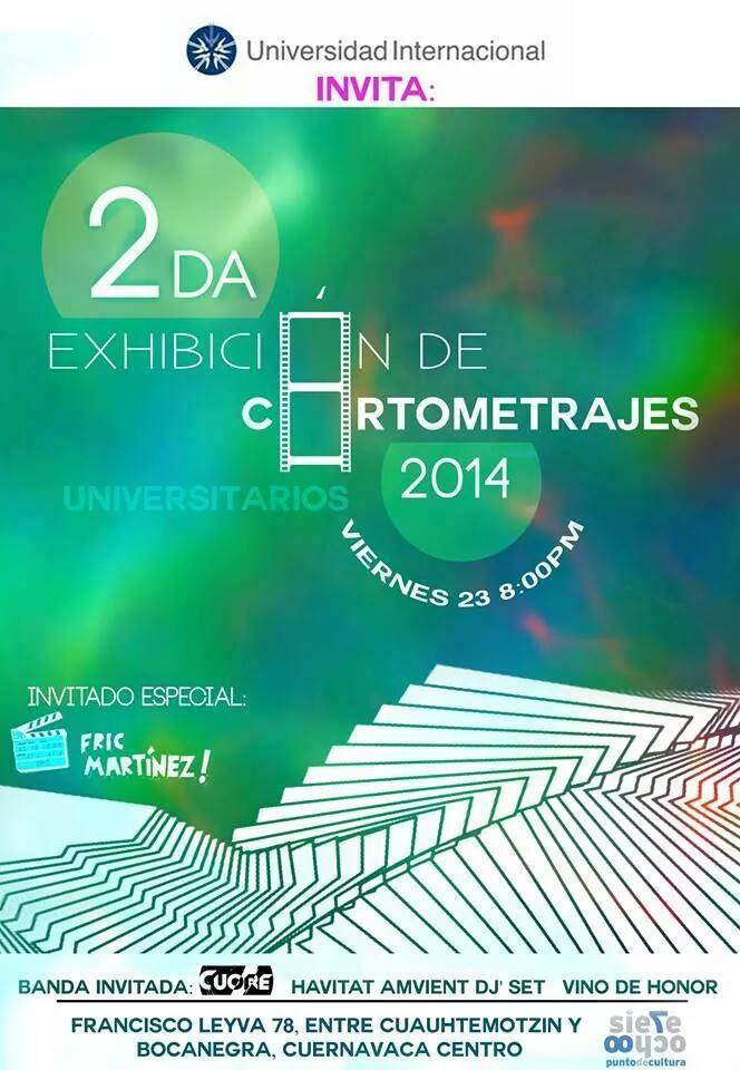 Exhibición de cortometrajes universitarios: evidencia de invitado especial de Carlos Matiella / Fric Martínez en Universidad Internacional, 2014.